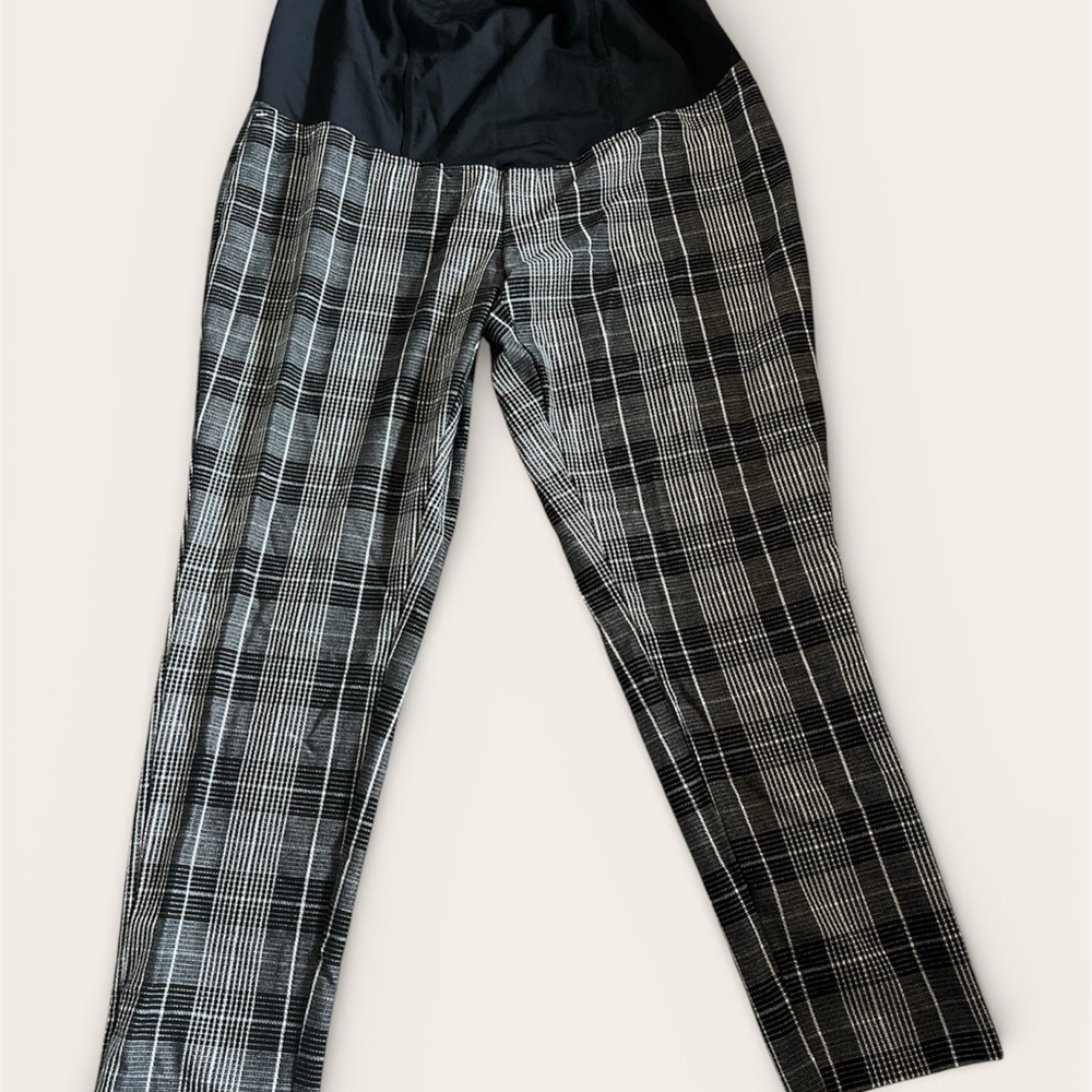 Maternity Black and White Plaid Pants